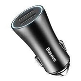 Baseus Dual USB Car Charger 5V/2.4A Fast Charging Adapter with Gold Contact & LED