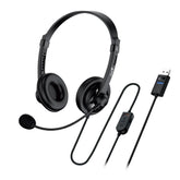 Genius HS-230U Wired USB Headset with Microphone – Headband Design, Volume Control, USB-A or USB-C, PC Laptop