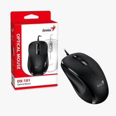 Genius DX-101 USB Wired Optical Mouse 1200 DPI USB Ergonomic 3-Button Black for PC/Laptop