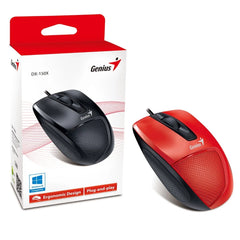 Genius DX-150X USB Wired Mouse | Ergonomic Wired Optical Mouse1200 DPI USB 3-Buttonfor PC/Laptop Red