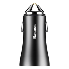 Baseus Dual USB Car Charger 5V/2.4A Fast Charging Adapter with Gold Contact & LED