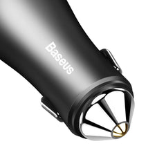 Baseus Dual USB Car Charger 5V/2.4A Fast Charging Adapter with Gold Contact & LED
