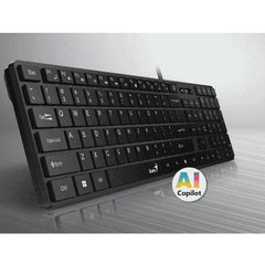 Genius SlimStar 126 Wired Slim Multimedia Keyboard with 12 FN Multimedia Keys, 4 Hotkeys – Black
