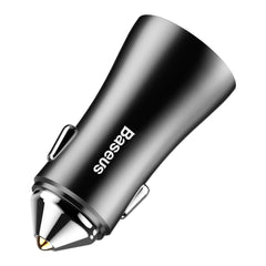 Baseus Dual USB Car Charger 5V/2.4A Fast Charging Adapter with Gold Contact & LED