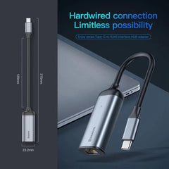 Baseus Enjoy Series USB-Type C to RJ45 LAN Adapter – Gigabit Network HUB for Laptop & Phone