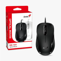 Genius DX-101 USB Wired Optical Mouse 1200 DPI USB Ergonomic 3-Button Black for PC/Laptop