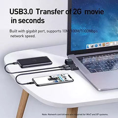 Baseus Multifunctional Hub for Surface Pro (USB A to RJ45 * 1 + USB3.0 * 2) - Black