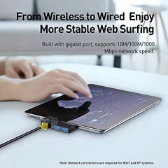 Baseus Multifunctional Hub for Surface Pro (USB A to RJ45 * 1 + USB3.0 * 2) - Black