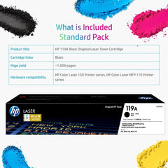 HP 119A Black LaserJet Toner Cartridge - Color Laser 150 Printer series - MFP 170 Printer series| 1000,Pages