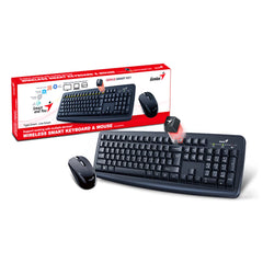 Genius KM-8100 Wireless Keyboard Mouse Combo 2.4GHz, 12 Multimedia Keys, Spill-Resistant Design