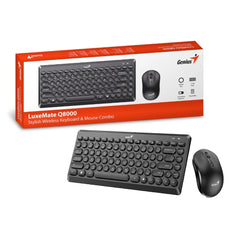 Genius Q8000 Wireless Keyboard Mouse Combo – Slim Round Keys, 2.4GHz, DPI Switch Optical Mouse