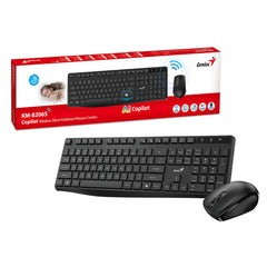 Genius Wireless Silent Keyboard Mouse KM-8206S –2.4GHz, Quiet Keys & Clicks,AI Copilot, USB Receiver