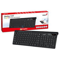 Genius SlimStar 7230 Wireless Keyboard 2.4GHz –Slim Chocolate Keys, AI Copilot, 9 Multimedia Hotkeys