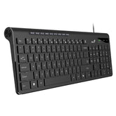 Genius Slim Multimedia Keyboard SlimStar 230 II USB Chocolate Keys, Comfortable Quiet Typing (Black)