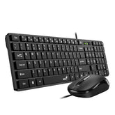 Genius SlimStar C126 Wired Keyboard Mouse Combo Slim Chocolate Keys, AI Copilot Key, 12 Multimedia FN Keys