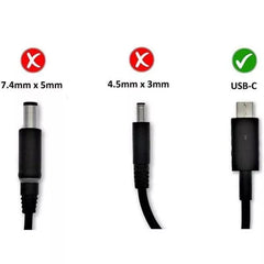 Dell 65W USB-C Power Adapter Fast Charging AC Laptop Charger (Original, Compact, 100-240V)