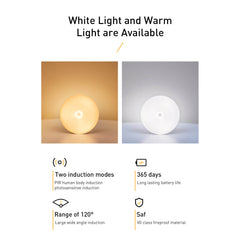 BASEUS ROUND NIGHT LIGHT LED LAMP | LIGHT GARDEN SERIES INTELLIGENT INDUCTION NIGHT LIGHT