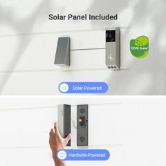 EZVIZ EP3x Pro 2K Dual Lens Video Wireless Doorbell with Solar Panel Camera, 32GB, Person Detection
