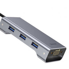 Baseus Square Desk Type-C Multi-Functional HUB (USB 3.0 x3, 4K HDMI, VGA, PD 87W, TF/SD Card Reader)