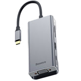 Baseus Square Desk Type-C Multi-Functional HUB (USB 3.0 x3, 4K HDMI, VGA, PD 87W, TF/SD Card Reader)