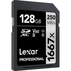 Lexar 128GB Professional 1667x 128GB SDXC UHS-II Memory Card V60 U3 4K Video High Speed Camera Card