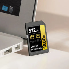 Lexar 512GB Professional 1800x SDXC UHS-II Memory Card GOLD Series V60 U3 4K Video High Speed Camera Card