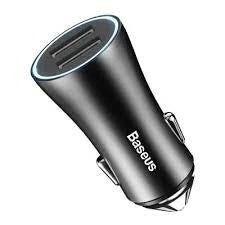 Baseus Dual USB Car Charger 5V/2.4A Fast Charging Adapter with Gold Contact & LED