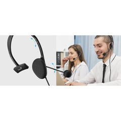 Genius HS-100U USB Headset with Microphone – Single Ear, Comfortable Design, 2m Cable, Easy Plug & Play (Black)