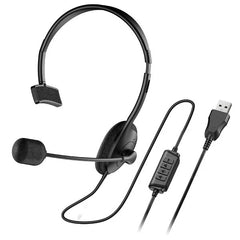 Genius HS-100U USB Headset with Microphone – Single Ear, Comfortable Design, 2m Cable, Easy Plug & Play (Black)