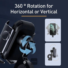 Baseus Armor Motorcycle Holder adjustable phone bike mount holder for handlebar and mirror - Black