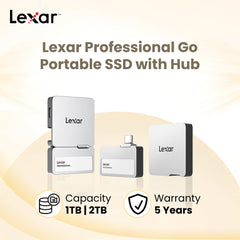 Lexar SL400 2 TB Professional Go Portable SSD with Hub Type-C (External Solid State Drive) Silver