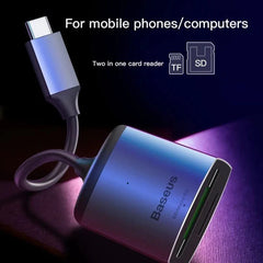 Baseus Enjoy Series USB-C to SD/TF Card Reader Hub (Dark Gray) 104MB/s High-Speed, 2TB Support