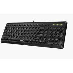 Genius SlimStar Q200 Slim Multimedia Keyboard AI Copilot Key, 12 FN Keys, Compact Ergonomic (Black)