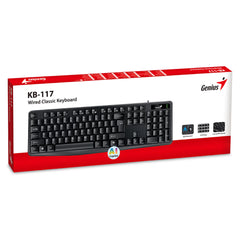 Genius Wired Keyboard KB-117 with AI Copilot Key, 12 Multimedia Hotkeys, Spill-Resistant ( Black )