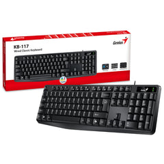 Genius Wired Keyboard KB-117 with AI Copilot Key, 12 Multimedia Hotkeys, Spill-Resistant ( Black )