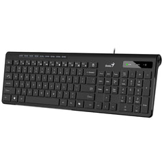 Genius Slim Multimedia Keyboard SlimStar 230 II USB Chocolate Keys, Comfortable Quiet Typing (Black)