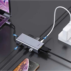 Baseus Square Desk Type-C Multi-Functional HUB (USB 3.0 x3, 4K HDMI, VGA, PD 87W, TF/SD Card Reader)