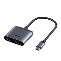 Baseus Enjoy Series Type-C to Dual HDMI + PD 60W Hub Adapter (4K Display, Aluminium, Grey)