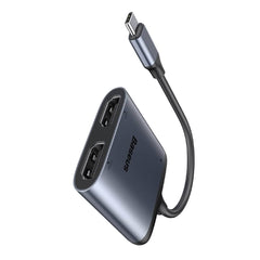 Baseus Enjoy Series Type-C to Dual HDMI + PD 60W Hub Adapter (4K Display, Aluminium, Grey)