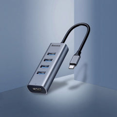 Baseus Enjoy Series USB-C to 4x USB 3.0 + HDMI Hub Adapter 4K/30Hz, High-Speed Data & Video