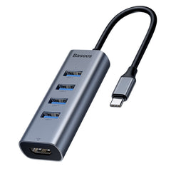 Baseus Enjoy Series USB-C to 4x USB 3.0 + HDMI Hub Adapter 4K/30Hz, High-Speed Data & Video